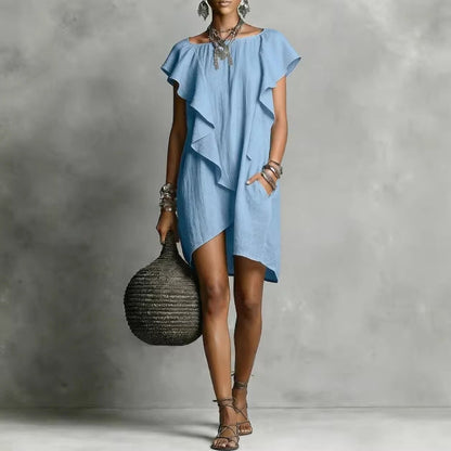 Robe à volants élégante et romantique aux couleurs contrastées