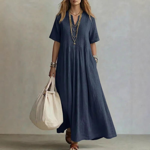Robe longue décontractée à manches courtes pour femmes