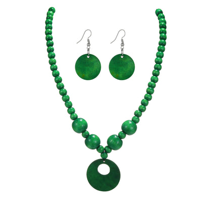 3pcs Jewelry Sets Fashionable Handmade Wood Beaded Necklace and Earrings Women’s Jewelry