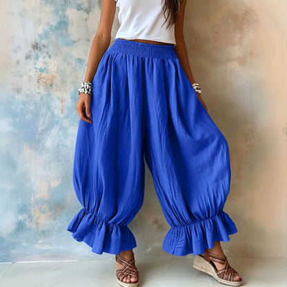 Pantalon sarouel ballon texturé froissé