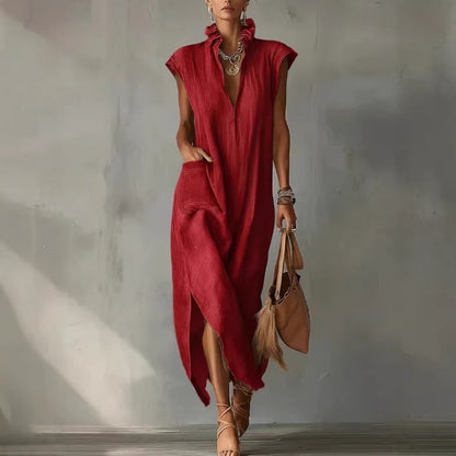 Robe longue de printemps à volants