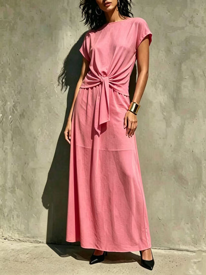 Robe longue élégante semi-transparente torsadée blanche