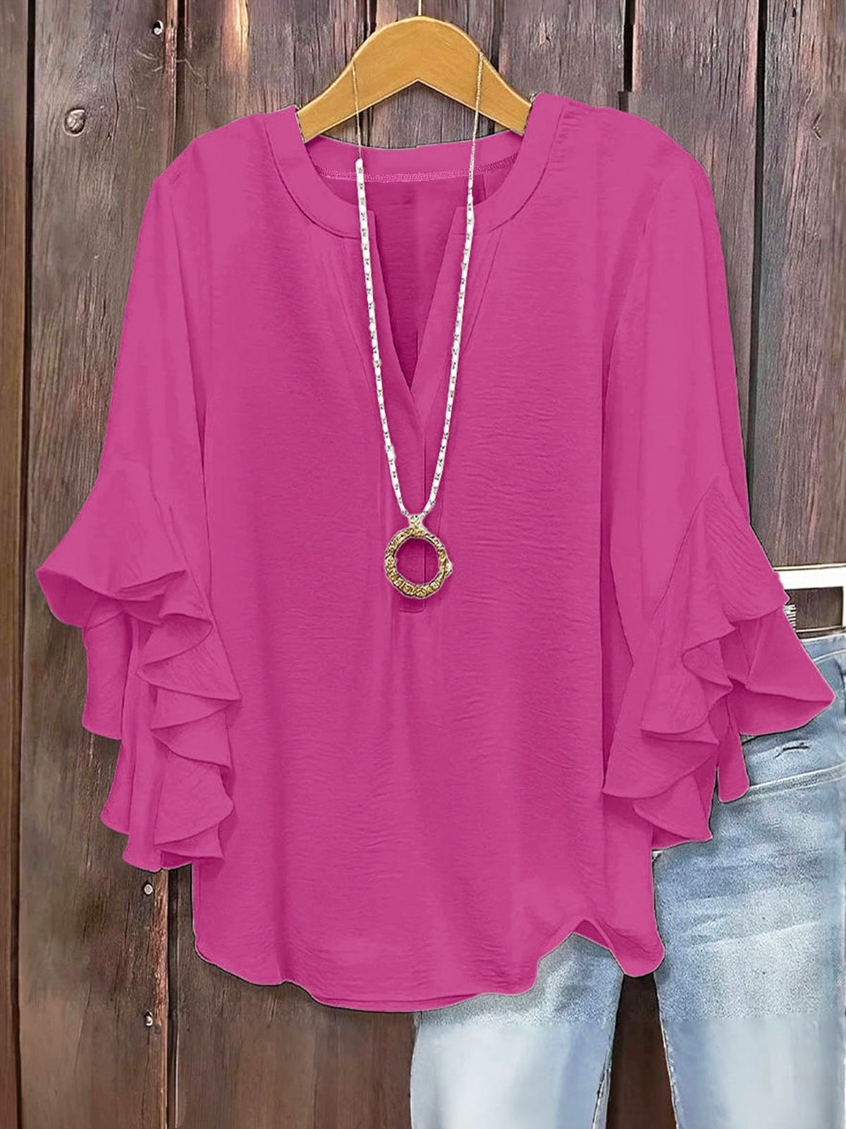 🍃 Blouse fleurie col V grandes tailles pour femmes | Haut fluide à manches volantées pour affiner bras et ventre | Chemise d'été décontractée et légère ☀️