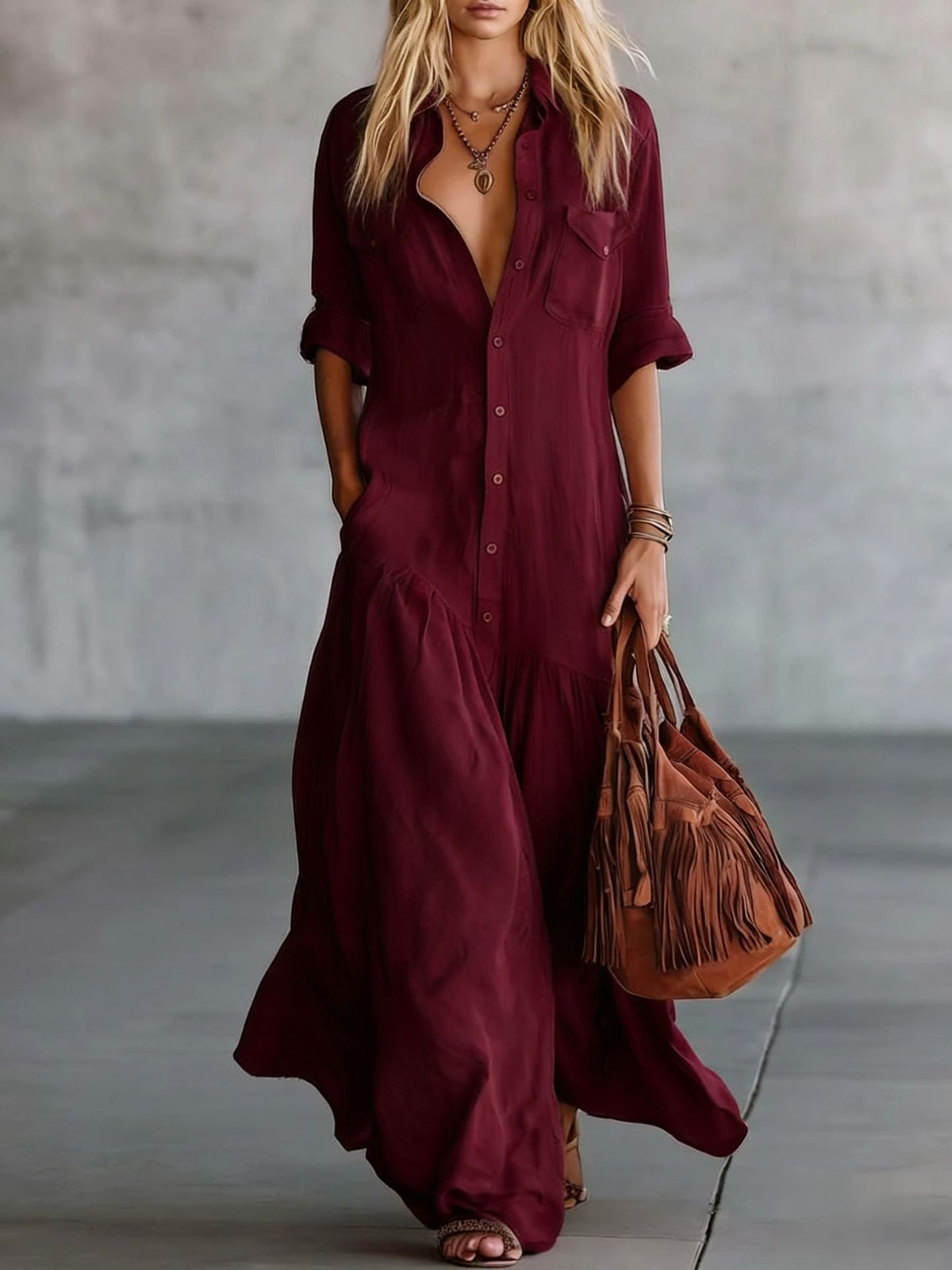 Robe en chambray décontractée pour les vacances à la plage