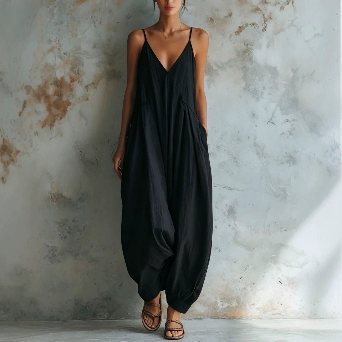 Casual V-neck Holiday Jumpsuit