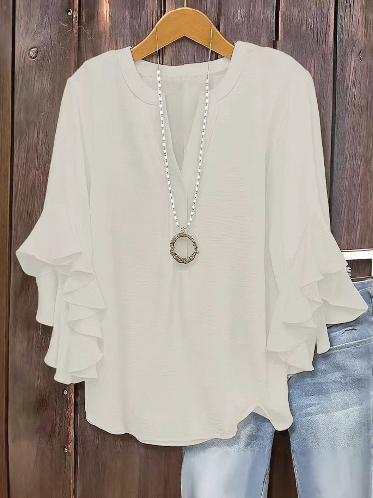 🍃 Blouse fleurie col V grandes tailles pour femmes | Haut fluide à manches volantées pour affiner bras et ventre | Chemise d'été décontractée et légère ☀️
