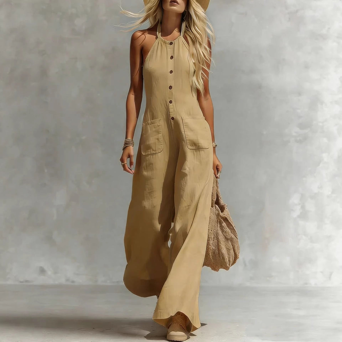 Breezy Halter Wide-Leg Jumpsuit