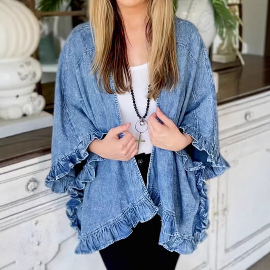 Veste Kimono à Volants en Jean