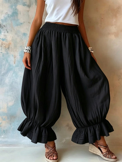 Pantalon sarouel ballon texturé froissé