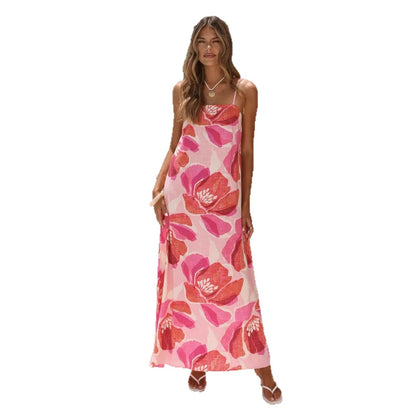 🌸Robe longue sans manches à imprimé floral pour femme