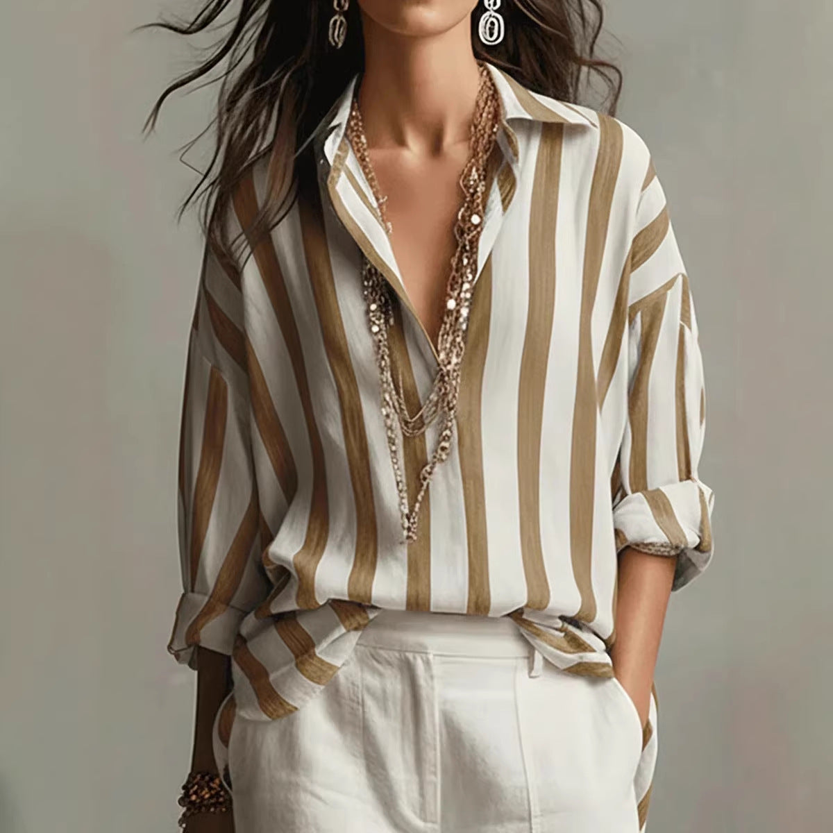 Chemise boutonnée rayée oversize