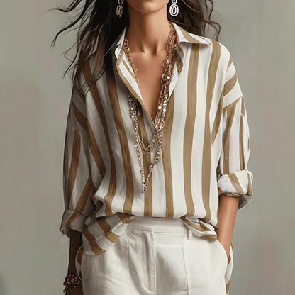 Chemise boutonnée rayée oversize