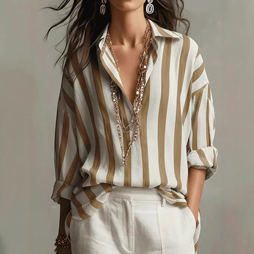 Chemise boutonnée rayée oversize