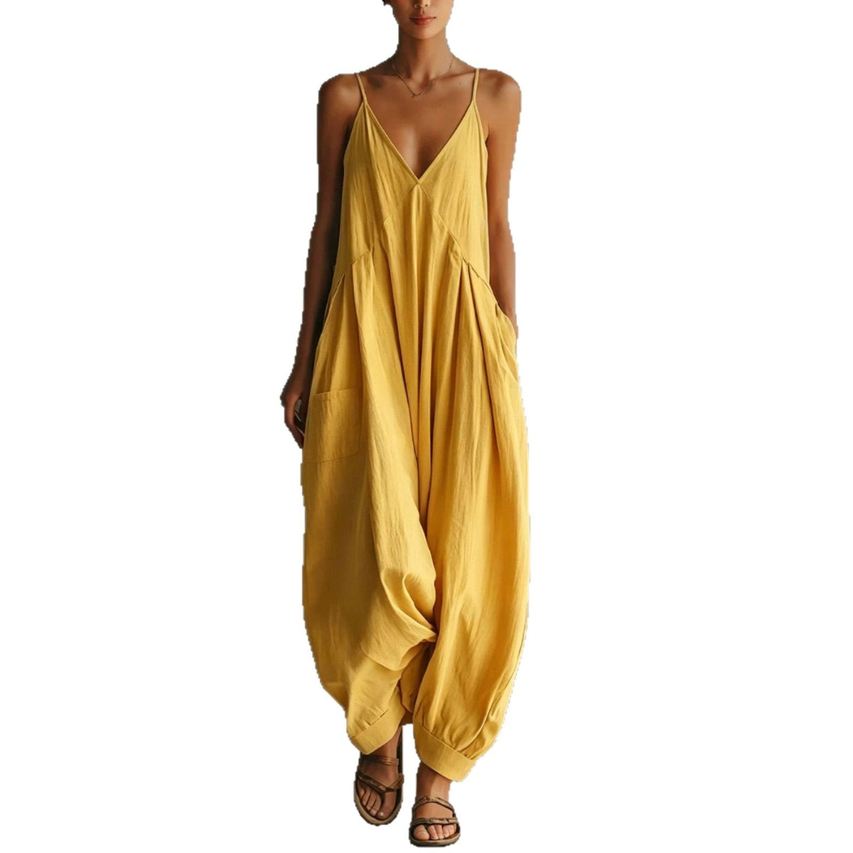 Casual V-neck Holiday Jumpsuit