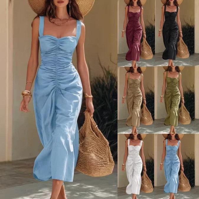 🔥 Indispensable de l'été 2026 | Robe midi à bustier froncé