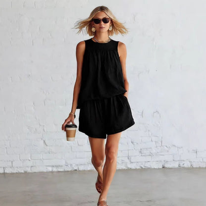 Ensemble short décontracté froissé deux pièces