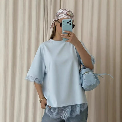 T-shirt oversize en dentelle
