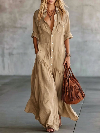 Robe en chambray décontractée pour les vacances à la plage