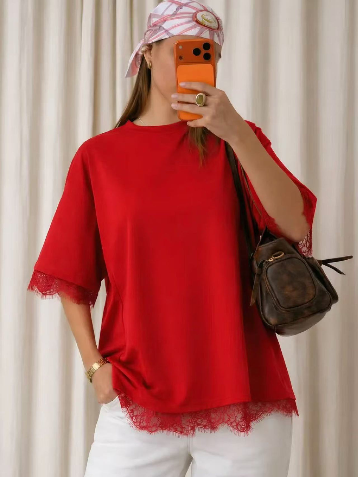 T-shirt oversize en dentelle