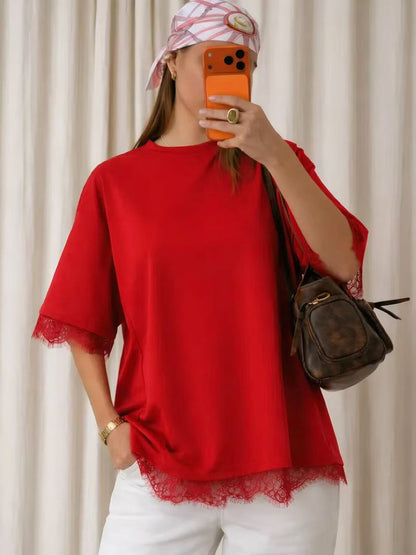 T-shirt oversize en dentelle