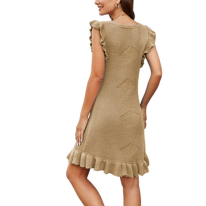 Mini-robe en maille volantée