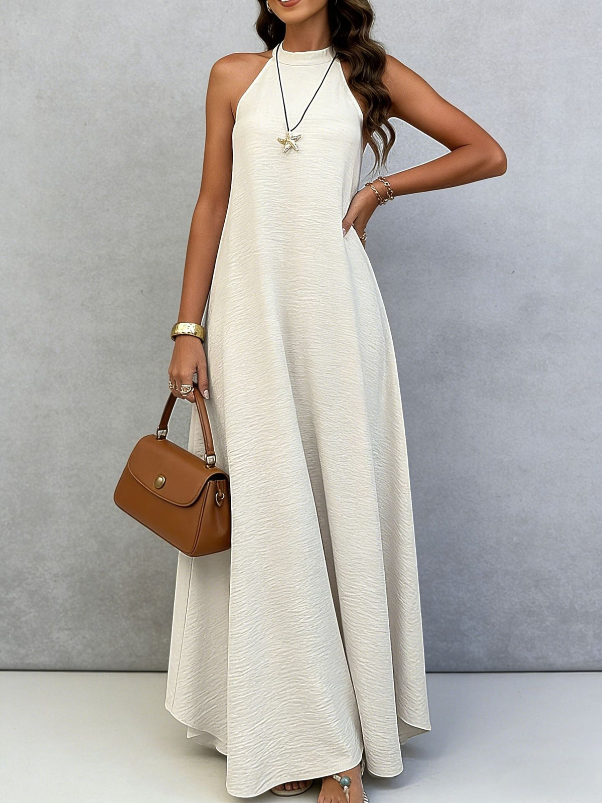 Robe longue dos-nu à nouer