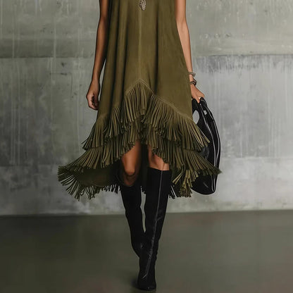 Gilet frangé mode pour femme, robe-gilet sans manches ajustée