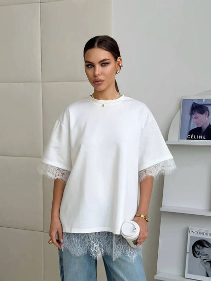 T-shirt oversize en dentelle