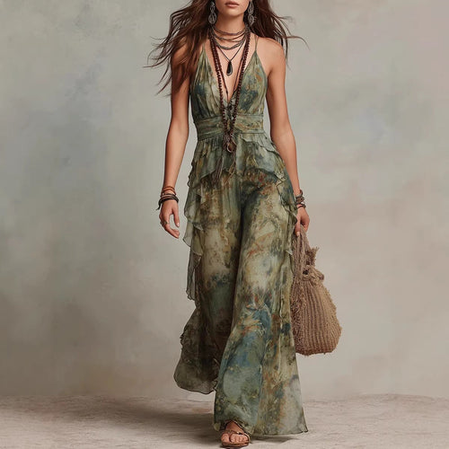Robe froissée aquarelle sauge éthérée
