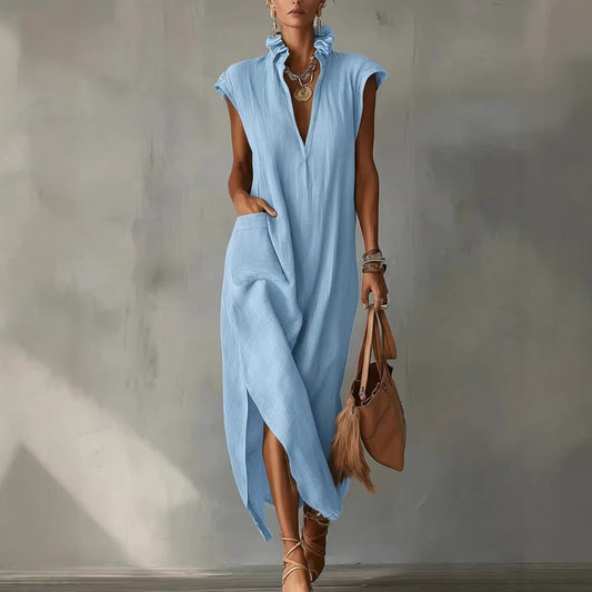 Robe longue de printemps à volants
