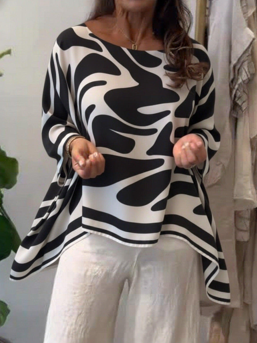 Blouse décontractée en mousseline imprimée à coupe ample