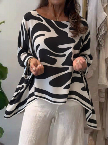 Blouse décontractée en mousseline imprimée à coupe ample