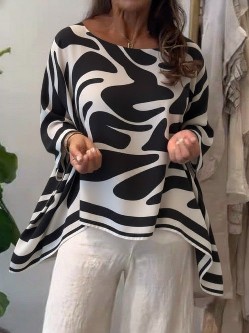Blouse décontractée en mousseline imprimée à coupe ample