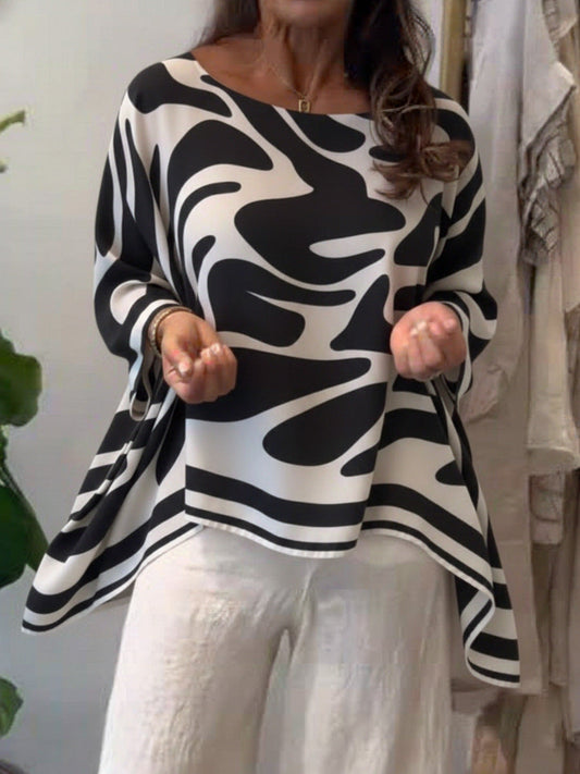 Blouse décontractée en mousseline imprimée à coupe ample