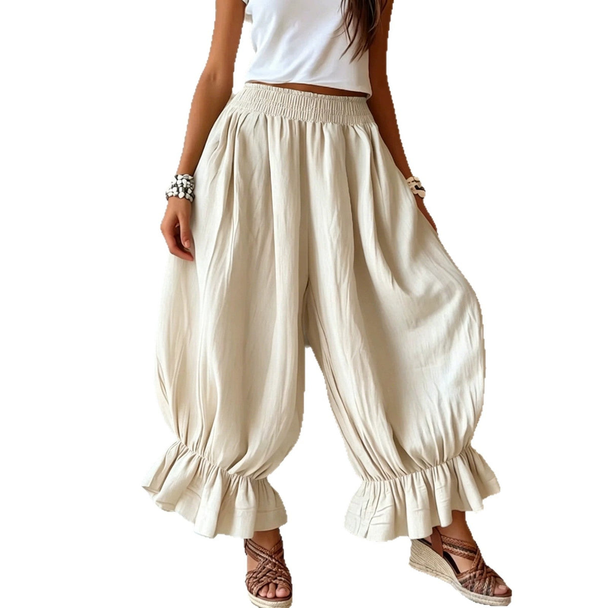 Pantalon sarouel ballon texturé froissé
