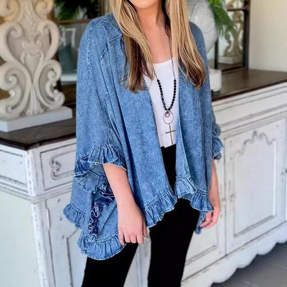 Veste Kimono à Volants en Jean
