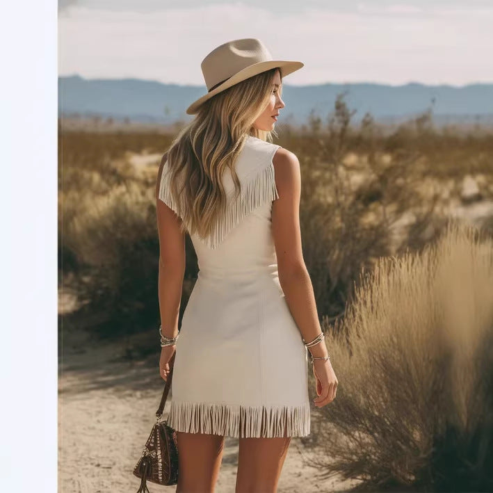 Mini-robe Western Fringe, style Bohème Cowgirl Chic, Audacieuse et Sans Compromis