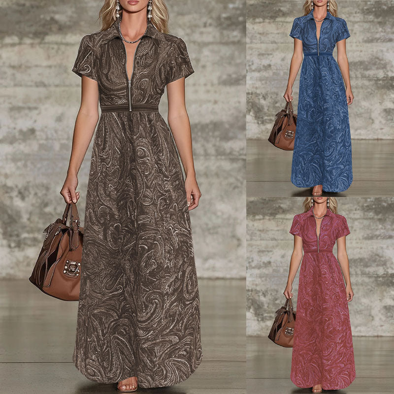 🌟 Robe longue intemporelle imprimée cachemire : L'élégance sans effort pour toutes les occasions