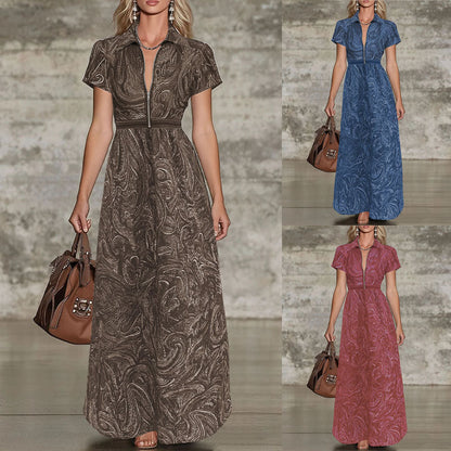 🌟 Robe longue intemporelle imprimée cachemire : L'élégance sans effort pour toutes les occasions