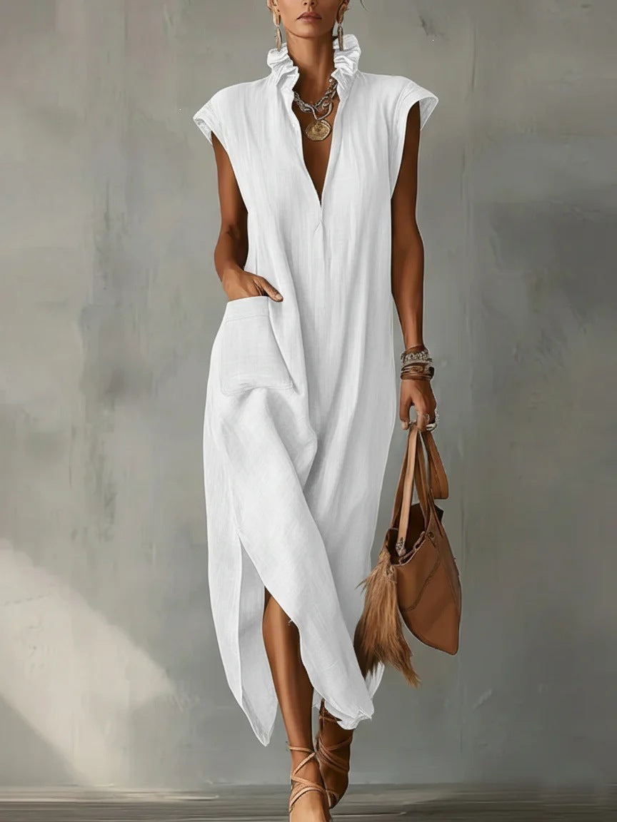 Robe longue de printemps à volants