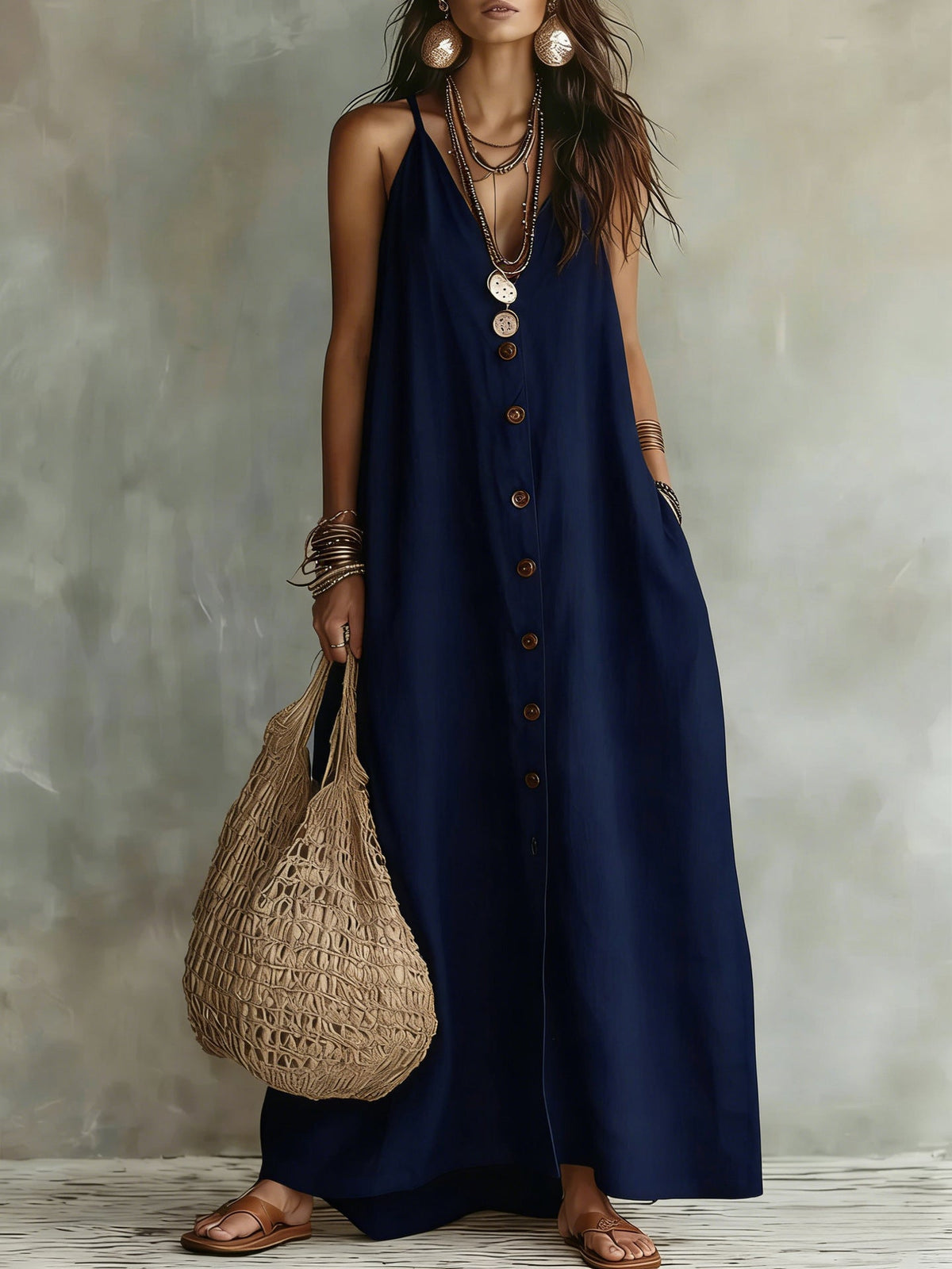 🌿 Robe longue en lin bohème : Le style estival sans effort