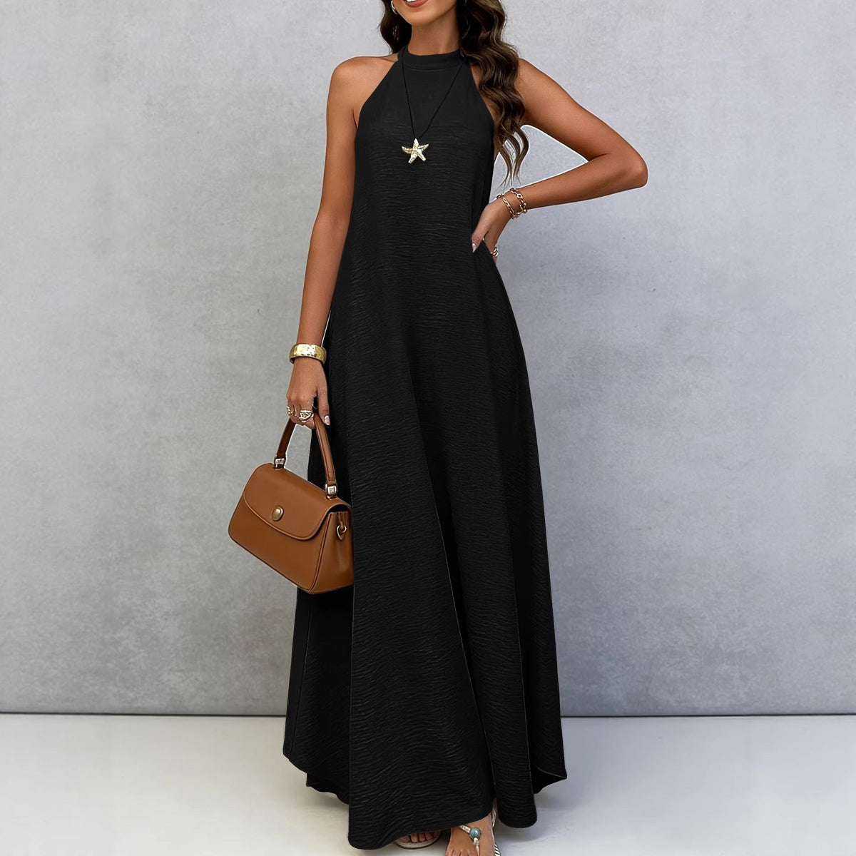Robe longue dos-nu à nouer