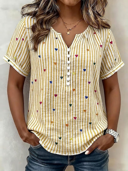 Chemisier Henley rayé Cœur coloré