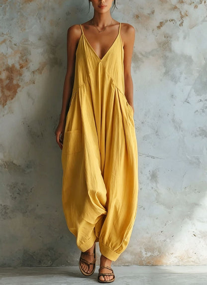 Casual V-neck Holiday Jumpsuit