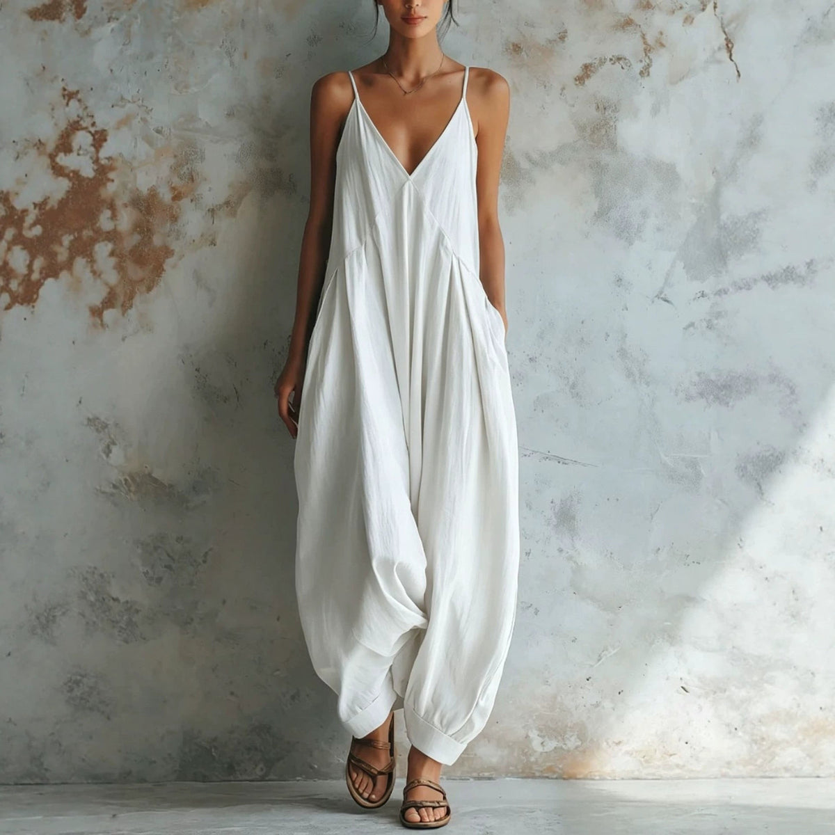 Casual V-neck Holiday Jumpsuit