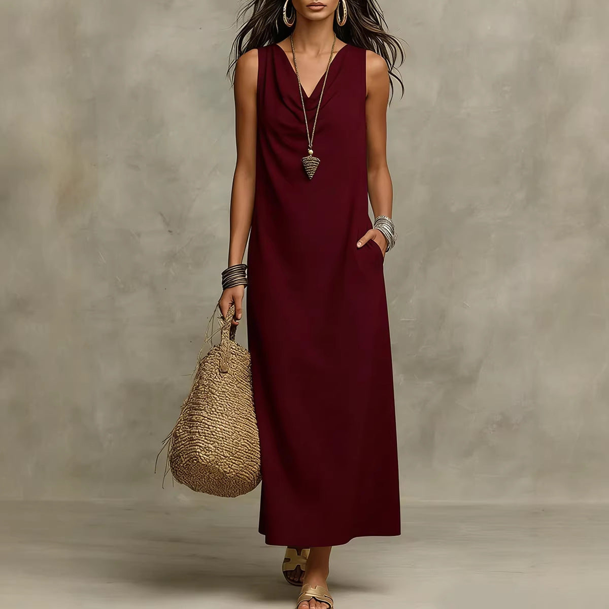 🌟 Robe longue en lin sans manches : le style bohème-chic sans effort pour toutes les occasions