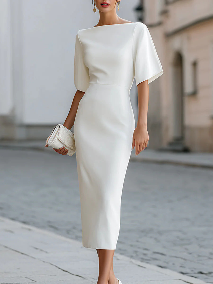 Robe midi Briar avec encolure bateau et coupe ajustée