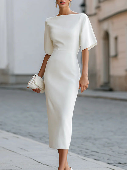 Robe midi Briar avec encolure bateau et coupe ajustée
