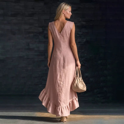 Robe romantique à volants, col en V