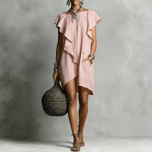Robe à volants élégante et romantique aux couleurs contrastées